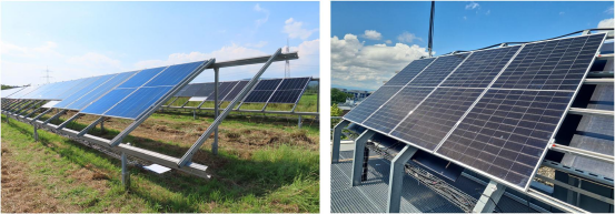 （左）德国弗劳恩霍夫ISE户外性能实验室的湿热实验装置；（右）紫外老化实验装置